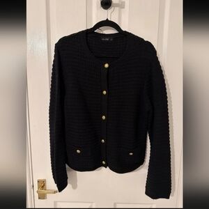 F&F Black Cardigan with Gold Buttons